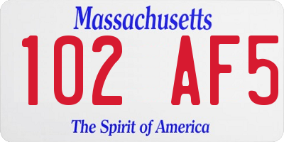 MA license plate 102AF5