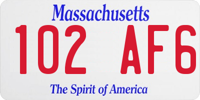 MA license plate 102AF6