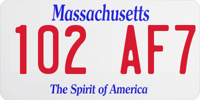 MA license plate 102AF7