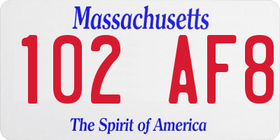 MA license plate 102AF8