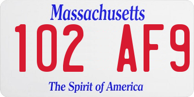 MA license plate 102AF9