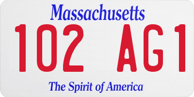 MA license plate 102AG1