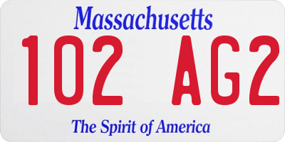 MA license plate 102AG2