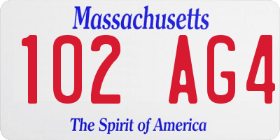 MA license plate 102AG4