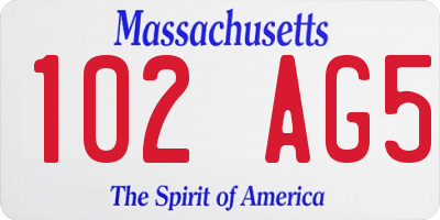 MA license plate 102AG5