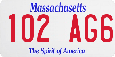 MA license plate 102AG6