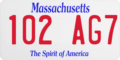 MA license plate 102AG7