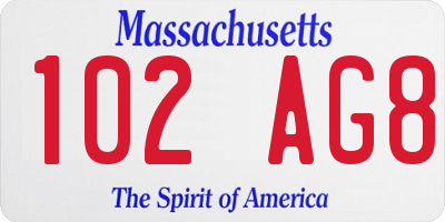 MA license plate 102AG8