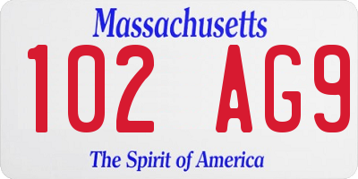 MA license plate 102AG9