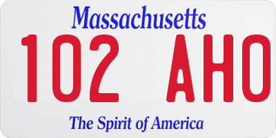 MA license plate 102AH0