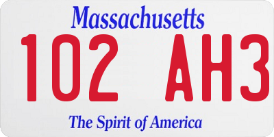 MA license plate 102AH3