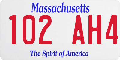 MA license plate 102AH4