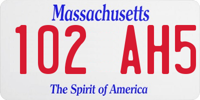 MA license plate 102AH5