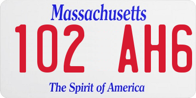 MA license plate 102AH6