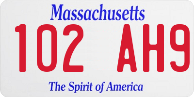 MA license plate 102AH9