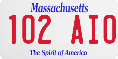 MA license plate 102AI0