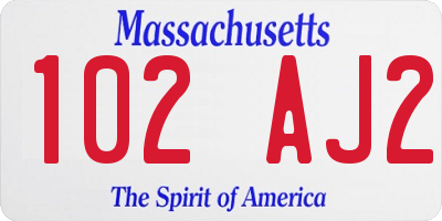 MA license plate 102AJ2