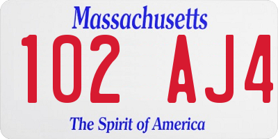 MA license plate 102AJ4