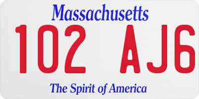 MA license plate 102AJ6