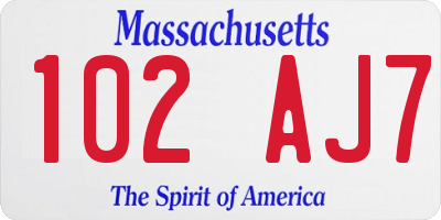 MA license plate 102AJ7