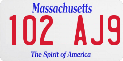 MA license plate 102AJ9