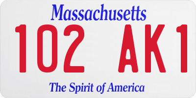 MA license plate 102AK1