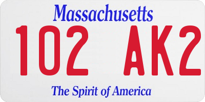 MA license plate 102AK2