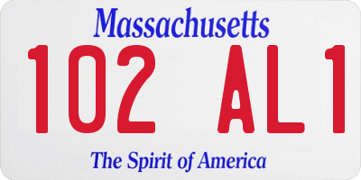 MA license plate 102AL1