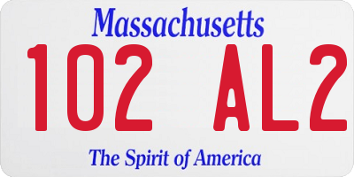 MA license plate 102AL2