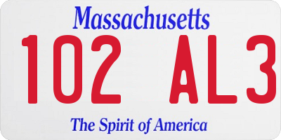 MA license plate 102AL3