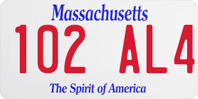 MA license plate 102AL4