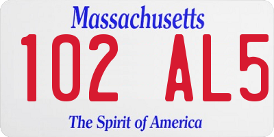 MA license plate 102AL5