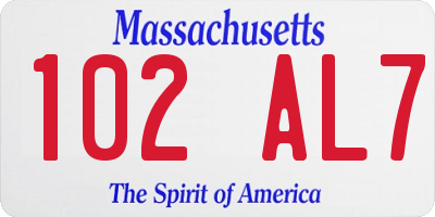 MA license plate 102AL7