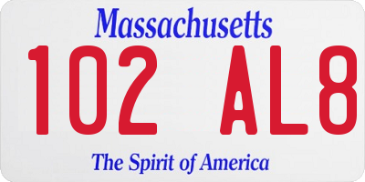 MA license plate 102AL8