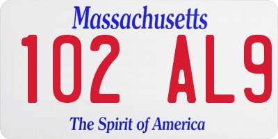 MA license plate 102AL9