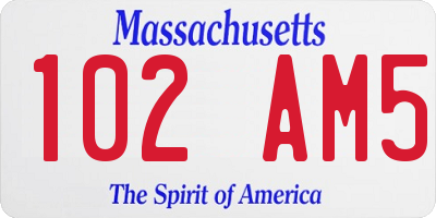 MA license plate 102AM5