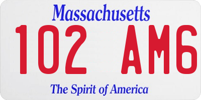 MA license plate 102AM6