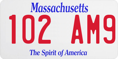 MA license plate 102AM9
