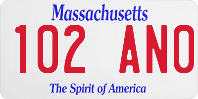 MA license plate 102AN0