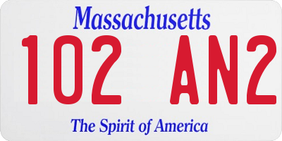 MA license plate 102AN2