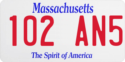 MA license plate 102AN5