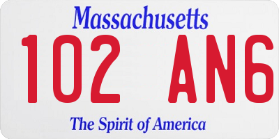 MA license plate 102AN6