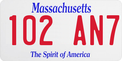 MA license plate 102AN7