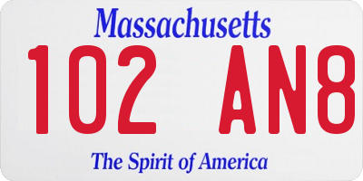 MA license plate 102AN8