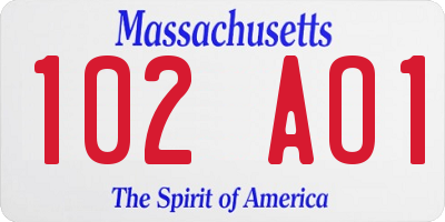 MA license plate 102AO1