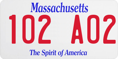 MA license plate 102AO2