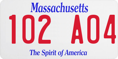 MA license plate 102AO4