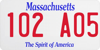 MA license plate 102AO5