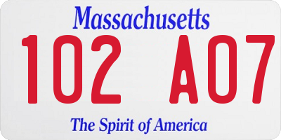 MA license plate 102AO7