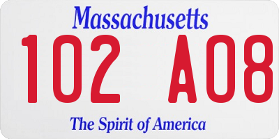 MA license plate 102AO8